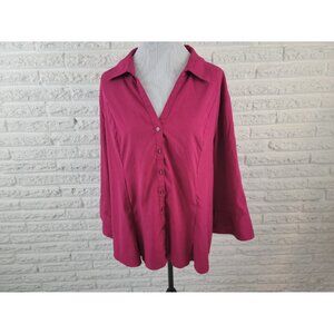Cato Womens Shirt 26W 28W Plus Collar Button Up Long Sleeve Purple PUR35E